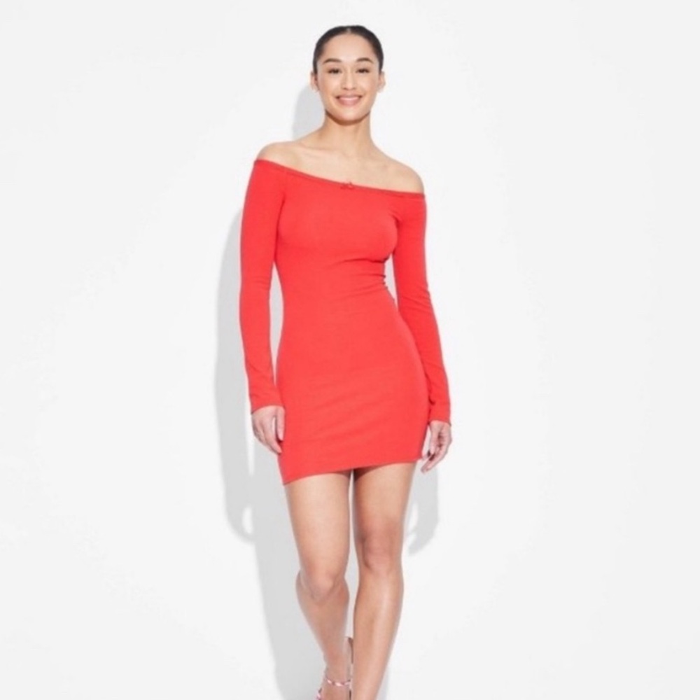 Wild Fable Red Off the Shoulder Bow Dress💋